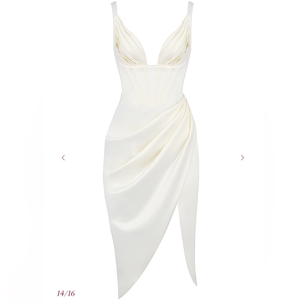 House of CB FAYE Ivory Satin Corset Midi Dress
